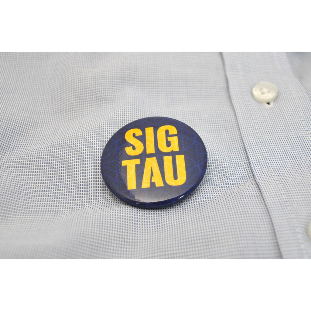1.5" Sig Tau Yellow on Blue Button